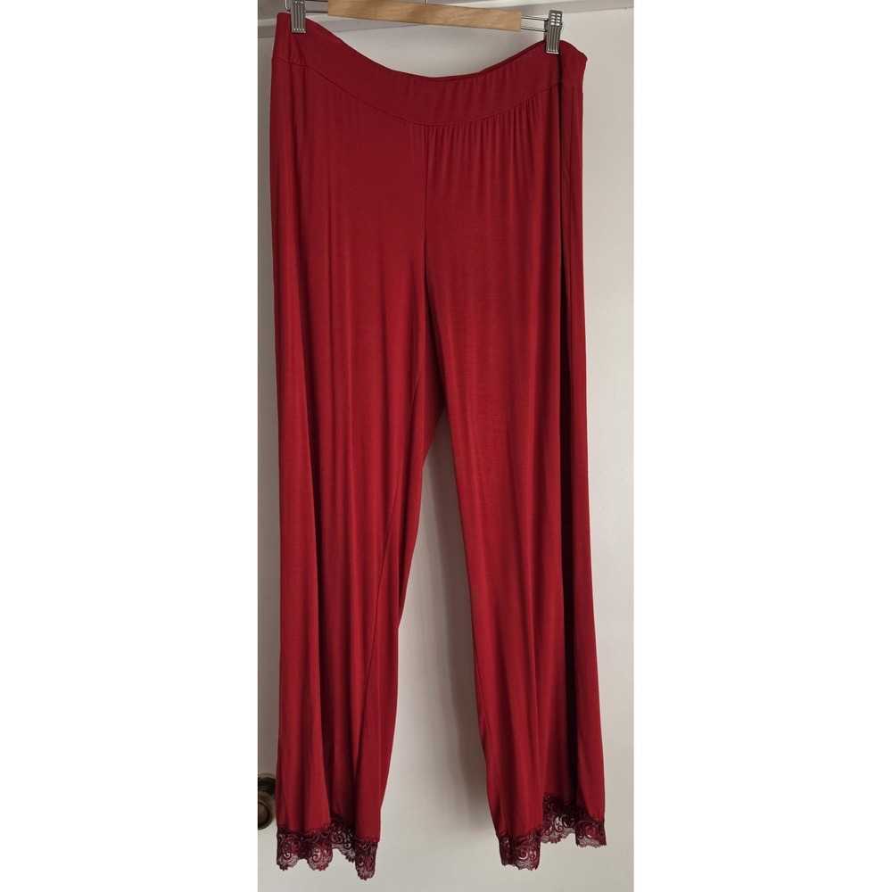 Soma Women's Pajama Pants Large Red Solid Lounge Sleep Bottoms Sleepwear